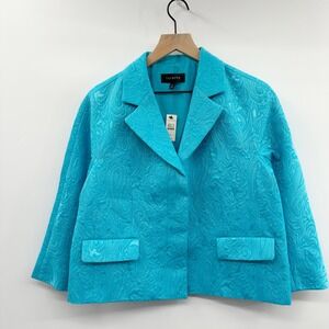 NWT Talbots Matelasse Blazer in Caribbean Sea Turquoise Size 10